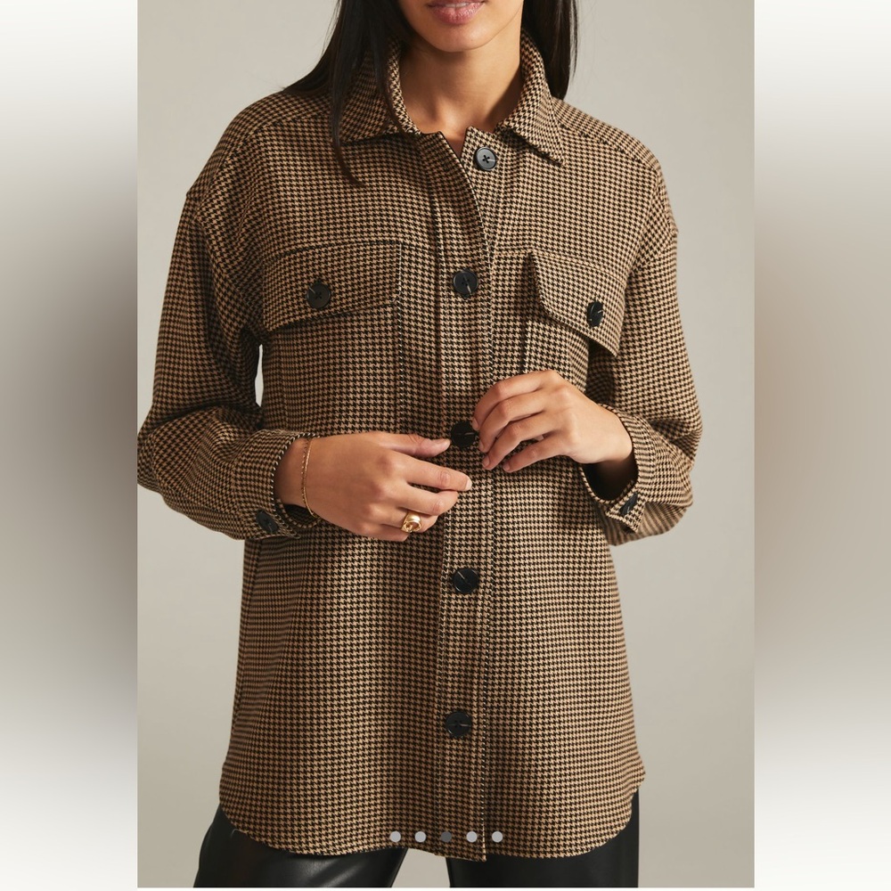 Current Air Houndstooth Long Shirt Jacket